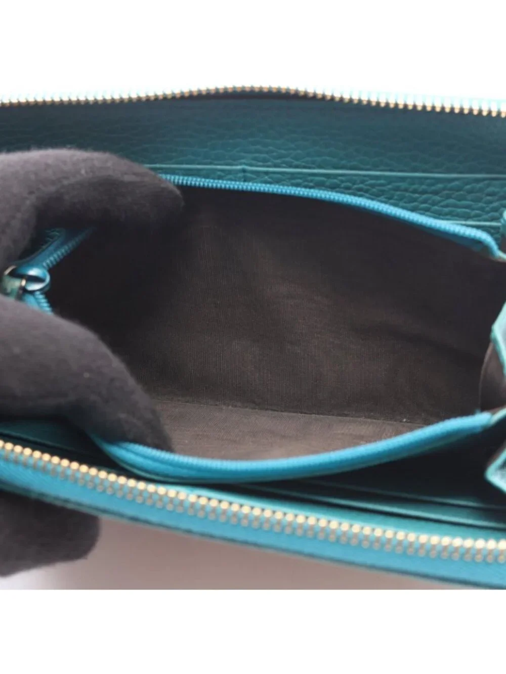 Gucci Round Length Wallet GG Canvas Beige Blue Zip Around